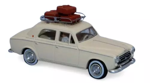 Peugeot 403 beige avorio con portapacchi e valigie - SAI 1820 - HO 1/87