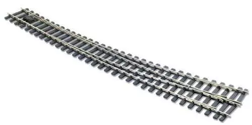 Aiguillage courbe à gauche, longueur 516mm, angle 8°, rayons 3098mm et 1727mm, avec coeur polarisé (electrofrog), code 124