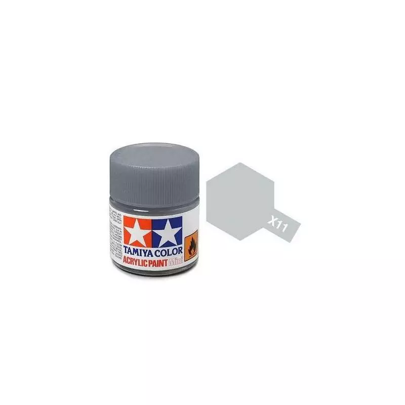 Vernice acrilica in vaso - Argento Cromo BRILLANT X11 - TAMIYA 81511 - 10ml