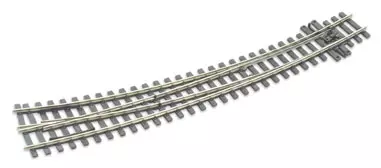 Aiguillage courbe à droite HOm longueur 237mm, rayons 609mm/457mm, avec coeur polarisé (electrofrog), code 75