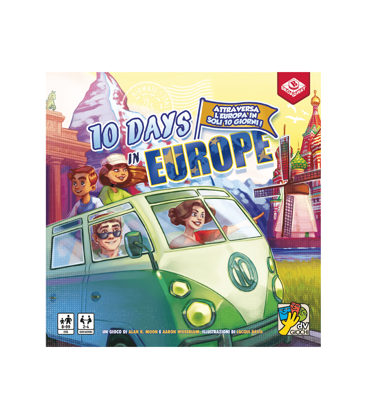 10 Days in Europe - Gioco da Tavolo Educativo per Famiglie, Strategia e Avventura per 2-4 Giocatori, Età 8+, 30 Minuti di Diver