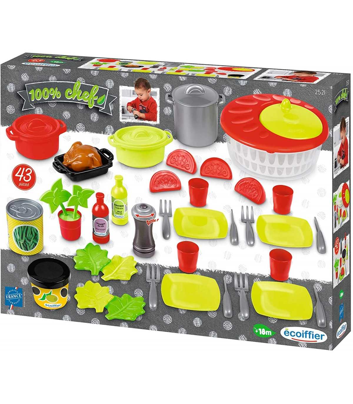 100% Chef - Set Cucina con Lava Insalata e 43 Accessori