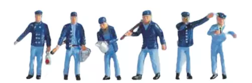 Set di 6 figure ferroviarie in uniforme blu SAI 335 - HO : 1/87