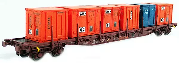 Carro tipo Sgss SA6 consegnato marrone con container - LS Models 30120 - HO 1/87