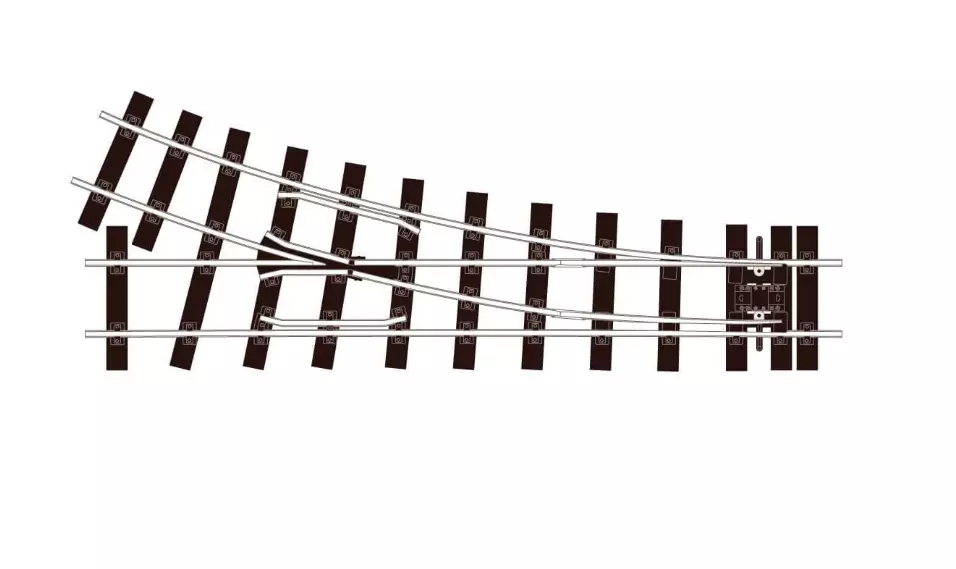 Aiguillage droit à droite 369mm - 22.5° R 965 mm- PECO SL-E691 I 1/32 - Code 200