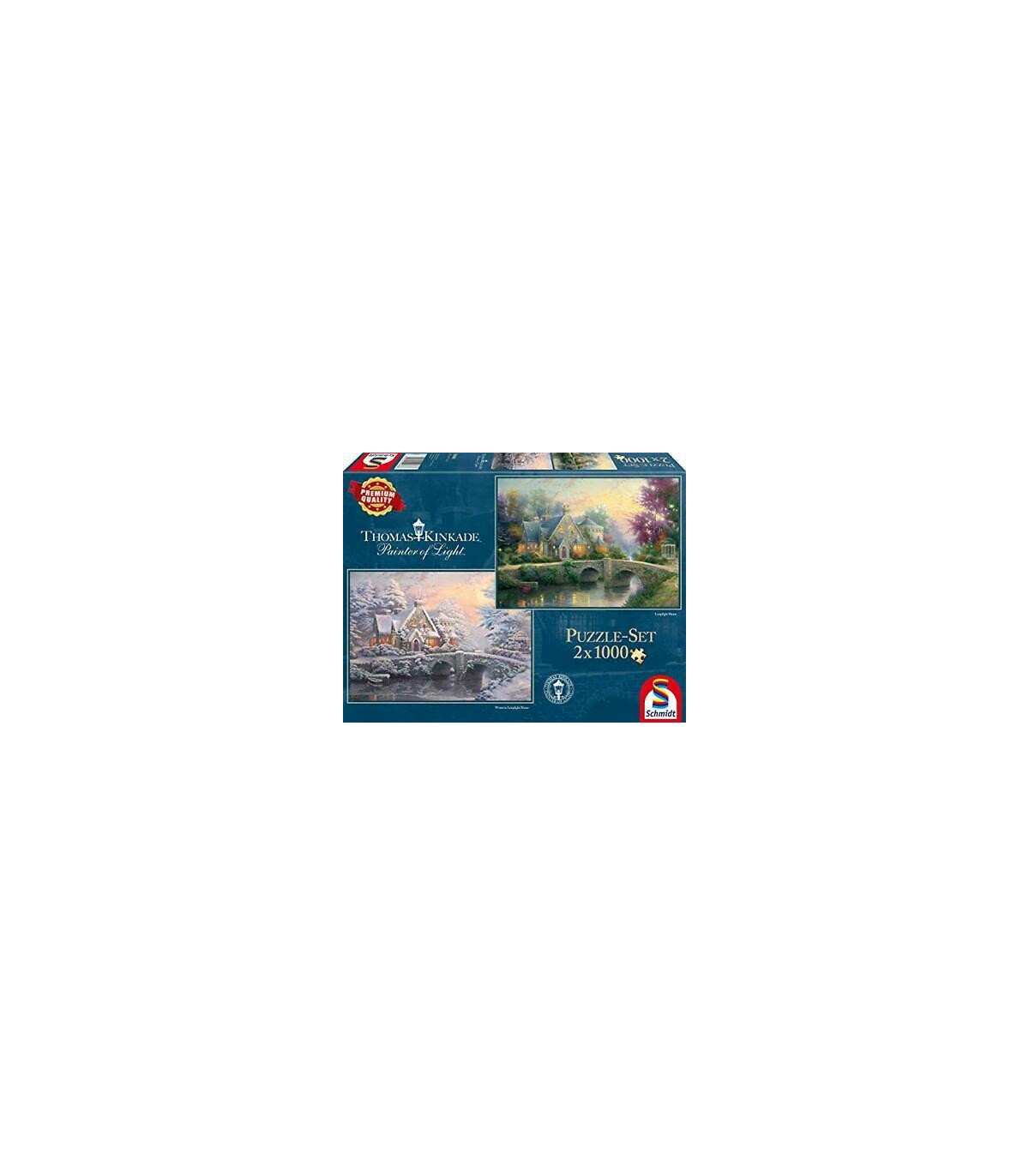 2 Puzzle da 1000 Pezzi - Thomas Kinkade: Maniero Illuminato ed Inverno sul Maniero Illuminato