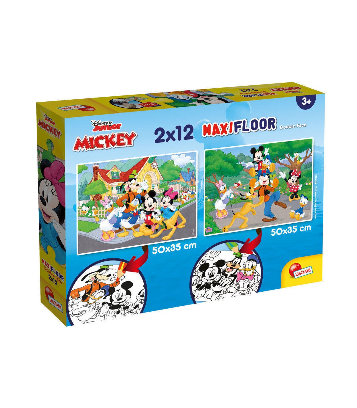 2 Puzzle da 12 Pezzi Maxi - Double Face: Mickey