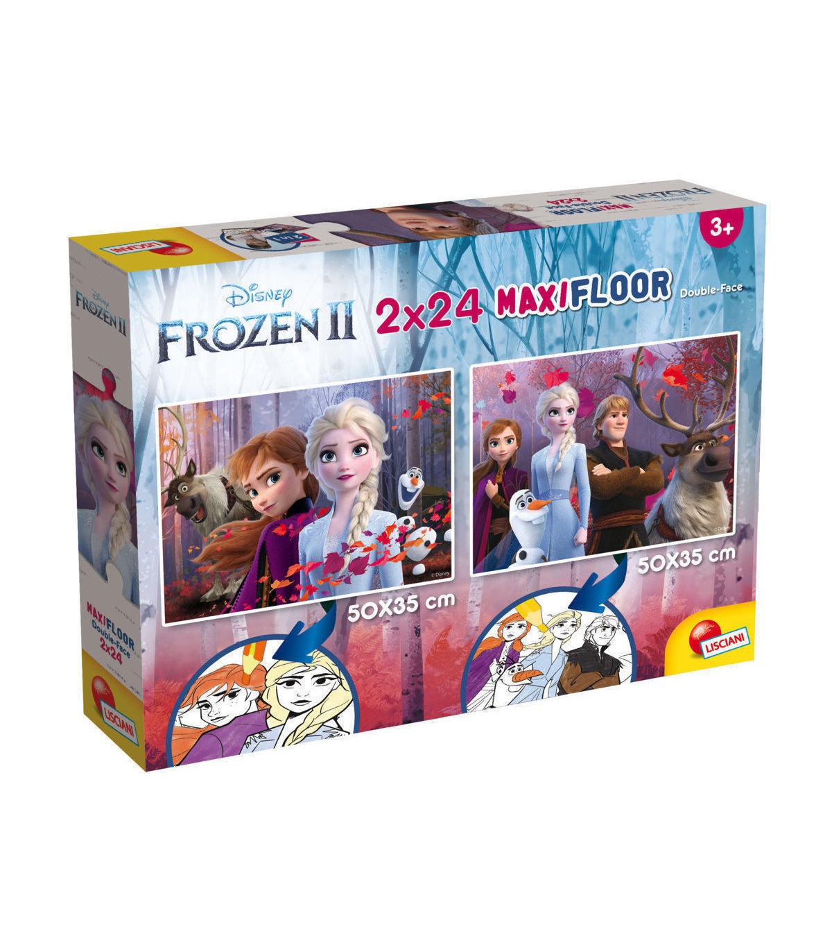 2 Puzzle da 24 Pezzi Maxi - Double Face: Frozen