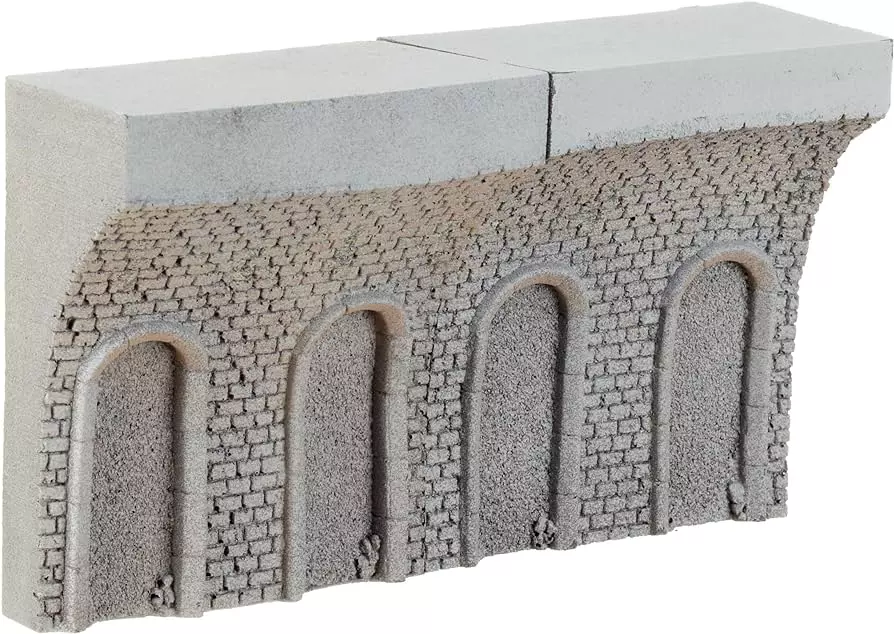 2 Pareti interne del tunnel - Curve - Grigio - NOCH 58031 - Scala HO / HOe / HOm - 100 x 48 x 110 mm