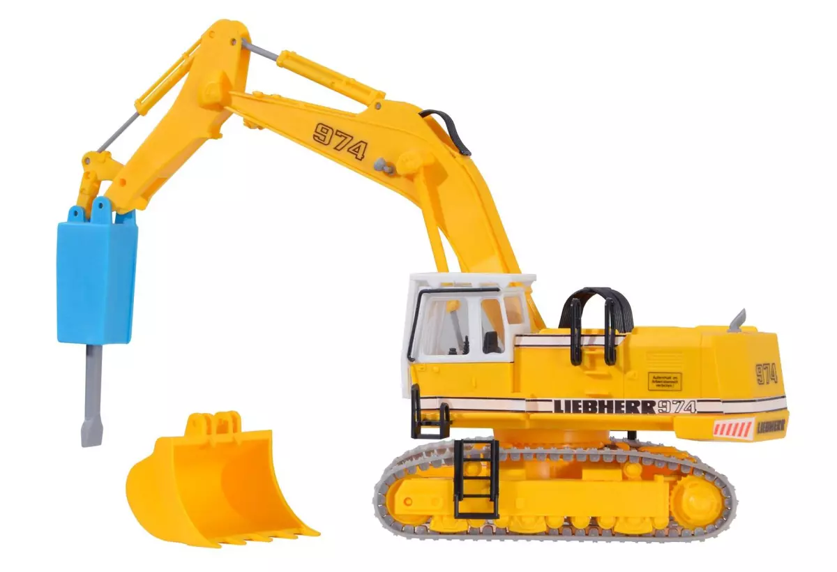 Escavatore "LIEBHERR" con scalpello da demolizione e gabbia di protezione