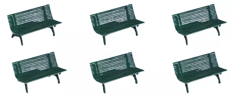 Set di panchine pubbliche verdi