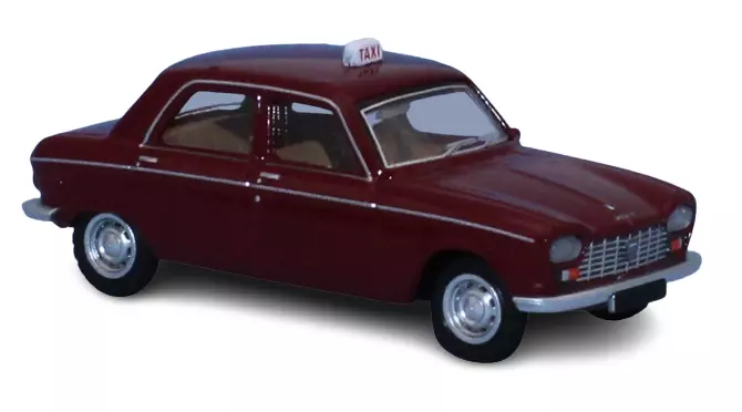 1968 Peugeot 204 berlina TAXI, rosso porpora SAI 6261 - HO 1/87