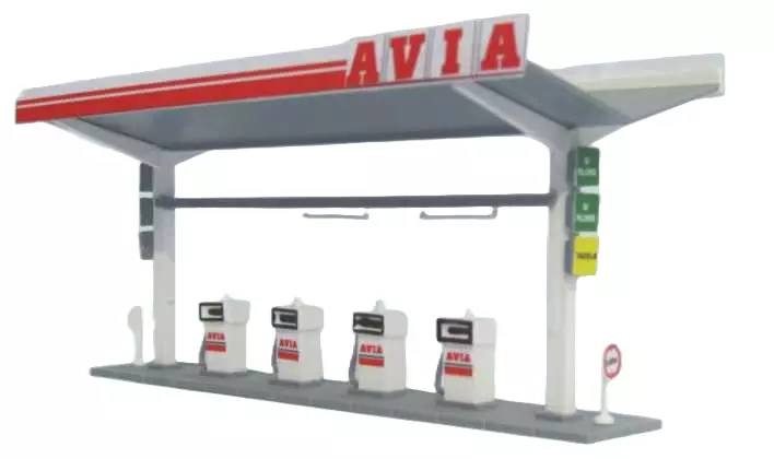 Stazione di servizio e pompe di benzina Avia - SAI 464 - HO 1/87 - 128 x 51 x 45 mm