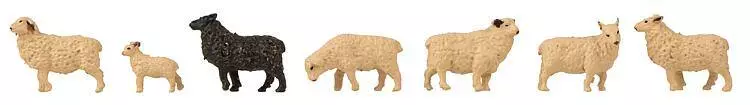 Set di 8 figure di pecore con effetti sonori FALLER 272801 - N 1/160