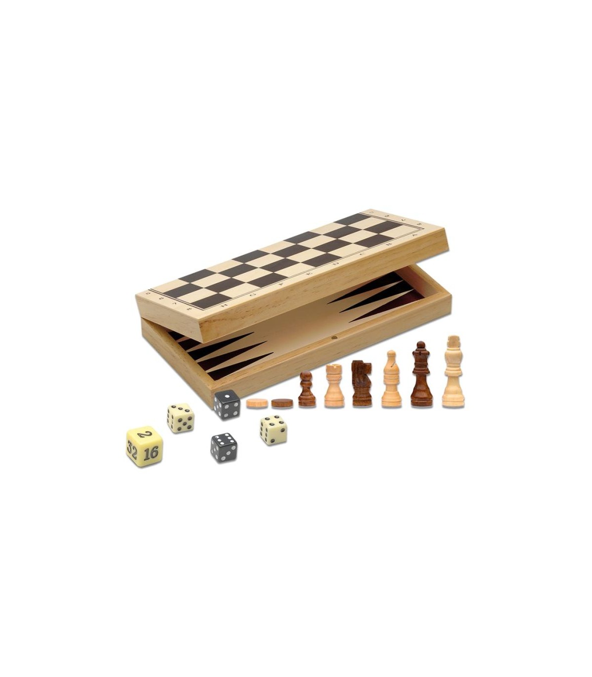 3 Giochi Riuniti - Scacchi, Dama e Backgammon in Legno