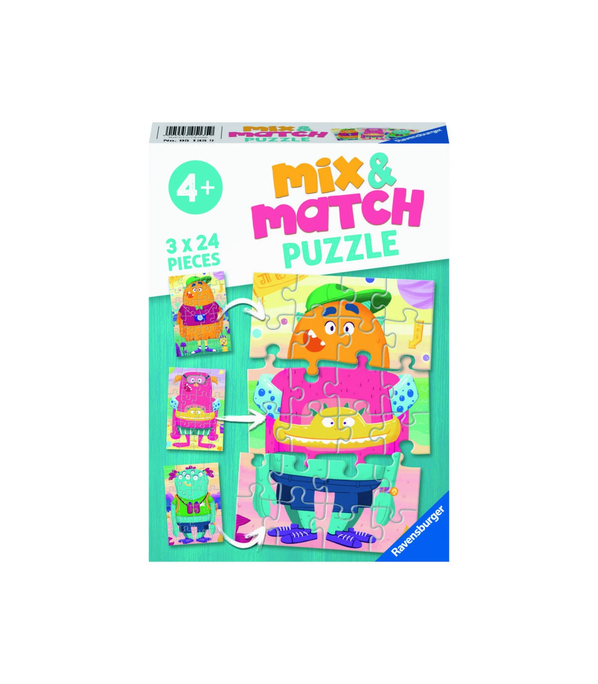 3 Puzzle da 24 Pezzi - Mix & Match: Mostri Divertenti