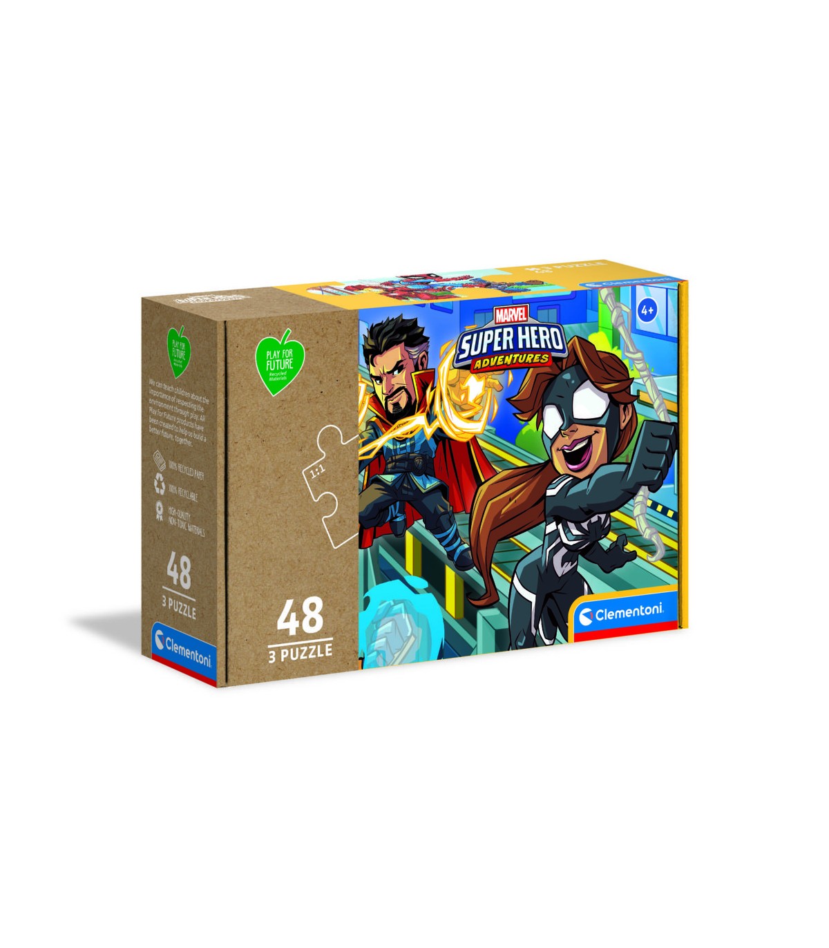3 Puzzle da 48 Pezzi Play For Future Super Hero Adventures