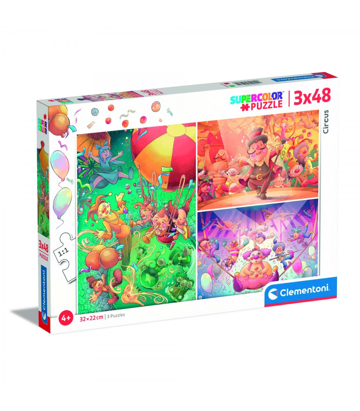 3 Puzzle da 48 Pezzi - Supercolor: The Circus
