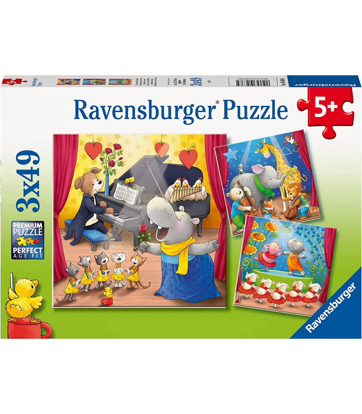 3 Puzzle da 49 Pezzi - Animali in Scena