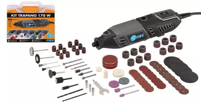 Kit trapano PG Mini M.9750 170 W con 80 accessori