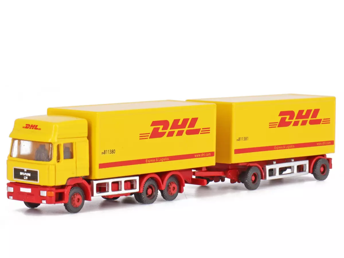 Autocarro MAN F90 e rimorchio DHL - HOBBY 66 / LEMKE 4607 - N : 1/160