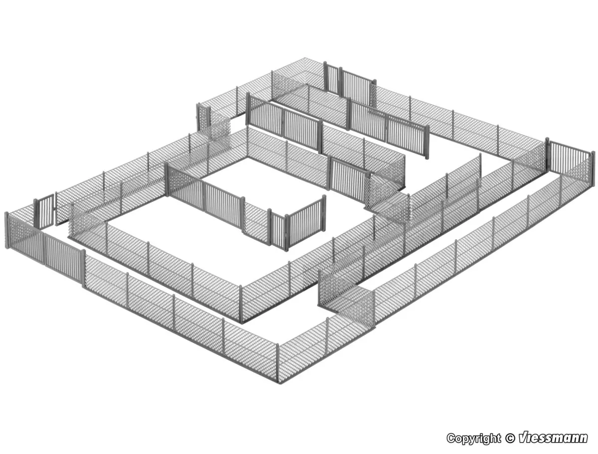 Recinzione metallica grigia + cancelli - KIBRI 38605 - HO : 1/87