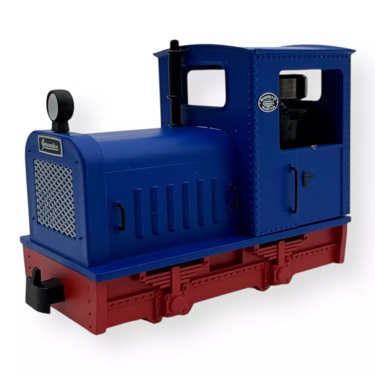 Locomotiva Gmeinder in blu con telaio rosso