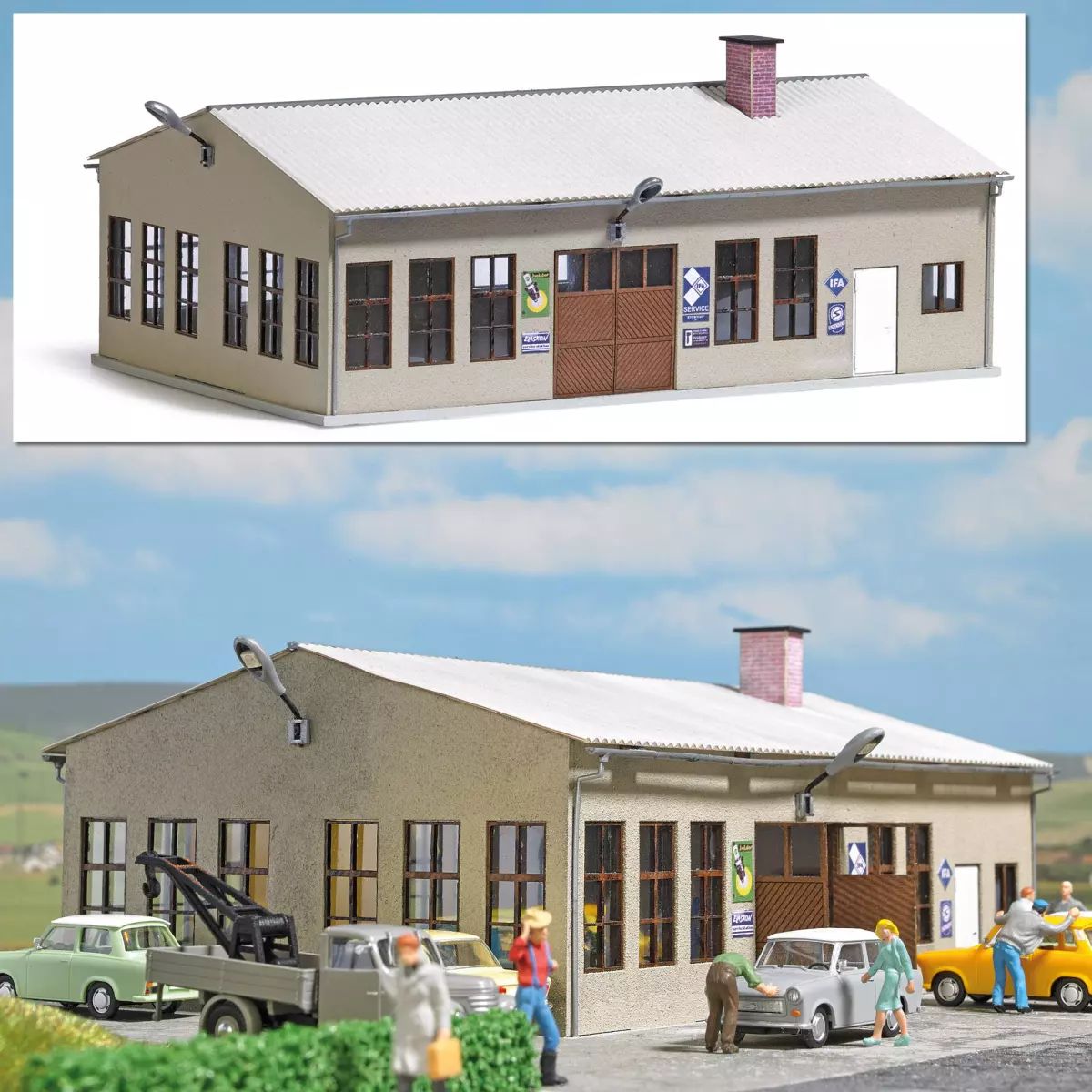 Autofficina BUSH 1918 - HO 1/87 Dimensioni 175 x 122 x 76 mm