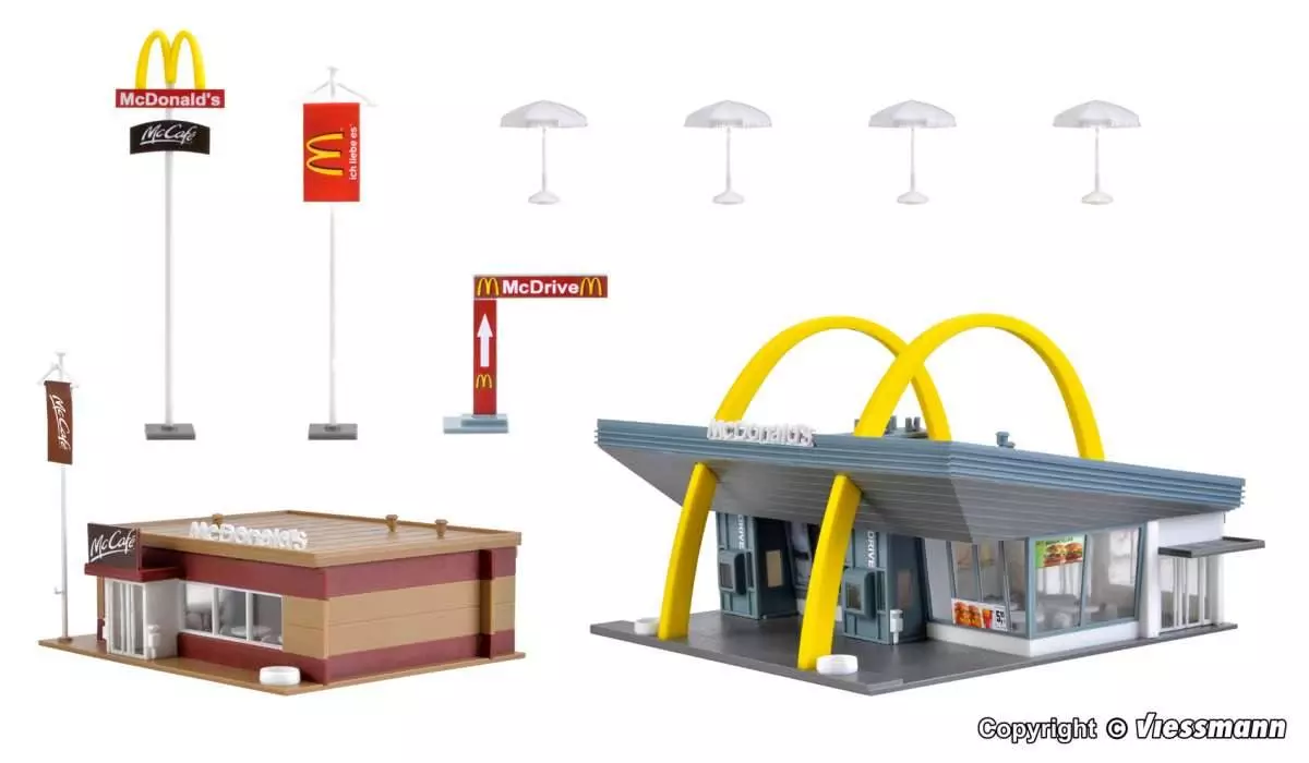 Ristorante McDonald's con McCafé Vollmer 43635 - HO: 1/87 -270x158x98mm