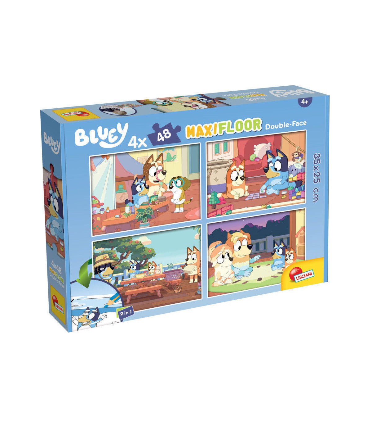 4 Puzzle da 48 Pezzi Maxi - Double Face: Bluey