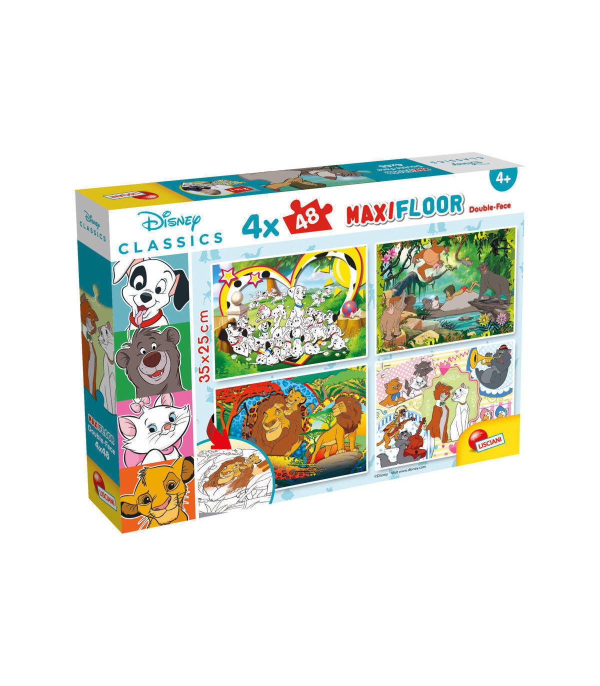4 Puzzle da 48 Pezzi Maxi - Double Face: Disney Classics