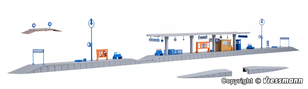 Piattaforma semicoperta della stazione di Freiberg KIBRI 37503 - N 1/160 660x25x58mm