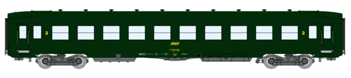 Une voiture DEV AO B10 U52 vert 301 - REE MODELS VB393 - SNCF - HO 1/87 - Ep IV