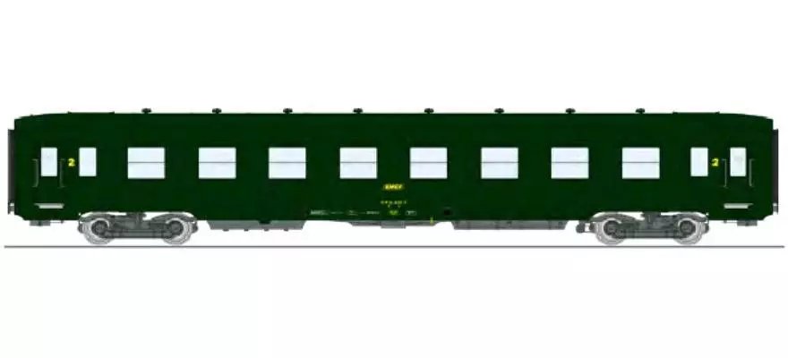 Une voiture DEV B8 Ex-A8 U53 vert 301 REE MODELES VB395 SNCF - HO 1/87 - Ep IV