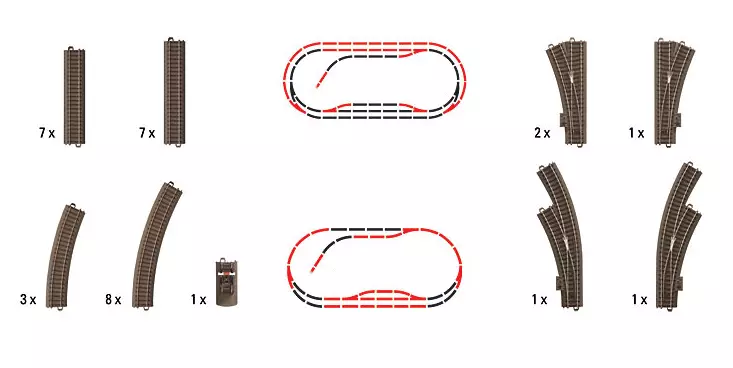 Grand coffret de voies C1 Trix 62900 - HO : 1/87 - Code 83 - Voie C