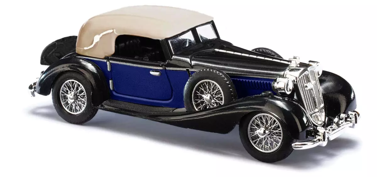 Horch 853 cabriolet blu, nera e beige, BUSCH 41317 - HO : 1/87 -