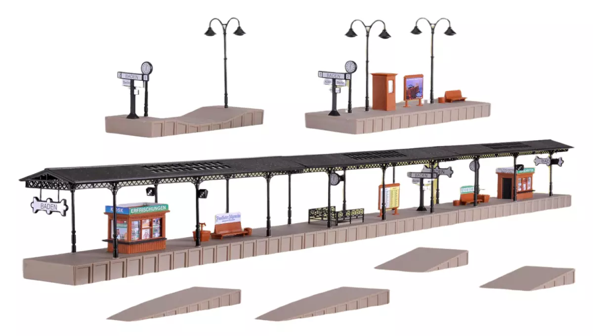 Piattaforma della stazione "Baden" Vollmer 43562 - HO : 1/87 - EP 1220 x 48 x 85 mm