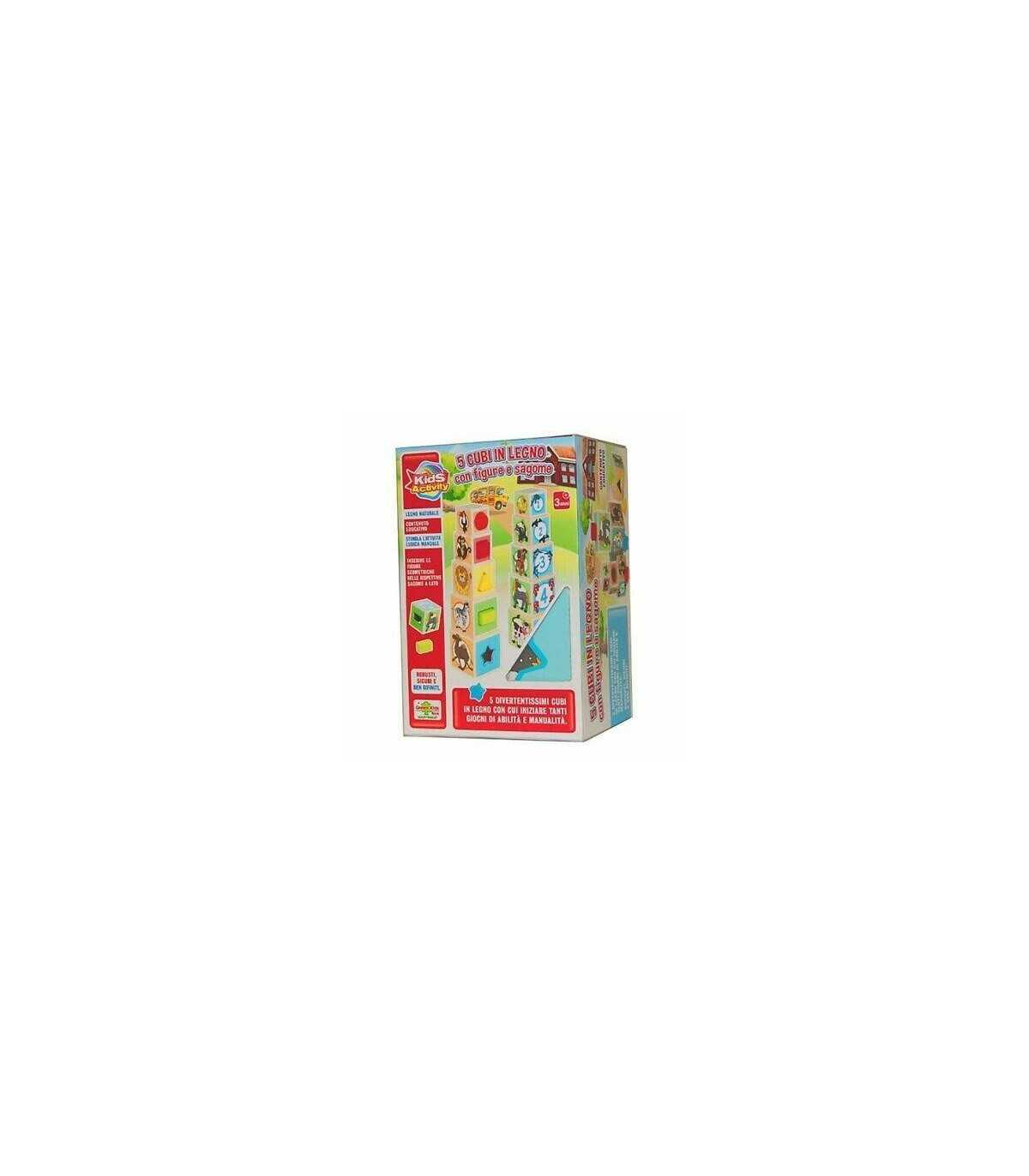 5 CUBI IMPILABILI IN LEGNO CON INSERTI