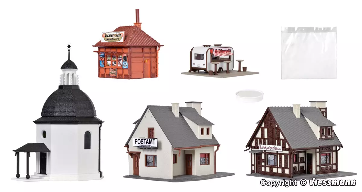 Villaggio di Natale con illuminazione a LED, funzionale VOLLMER 42413 - HO 1/87