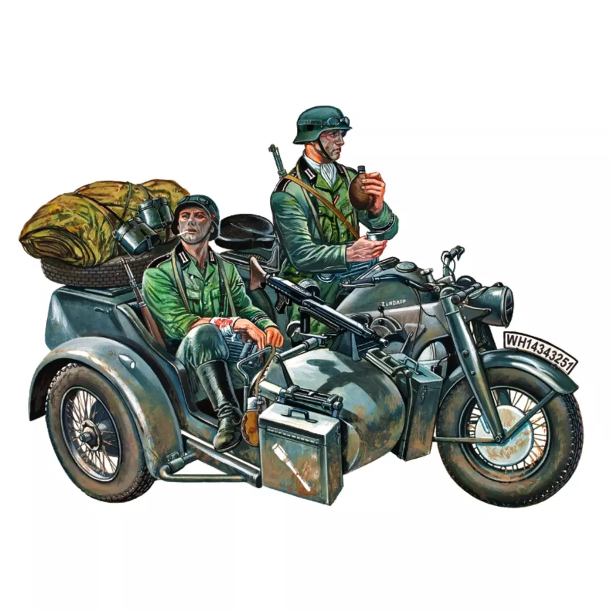Veicolo militare Zundapp Ks750 con sidecar - ITALERI 317 - 1/35 - 66 mm