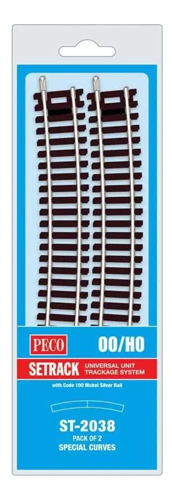 2 rails courbes rayon 571,5 mm 11,25° Peco ST2038 - HO : 1/87 - Code 100