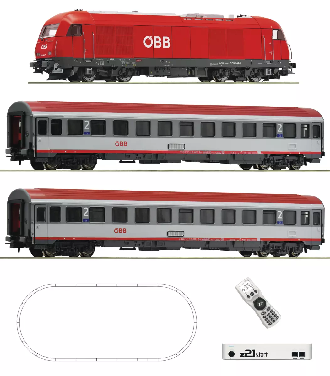 z21 start set : Locomotiva diesel classe 2016 con treno espresso - Roco 5110005 - HO : 1/87 - ÖBB - Ep VI - Digitale - 2R