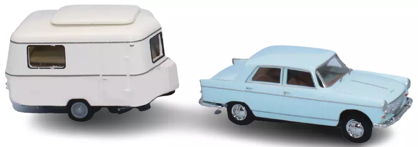 Voiture Peugeot 404 & Caravane Eriba Pan SAI 2338 - HO 1/87 -