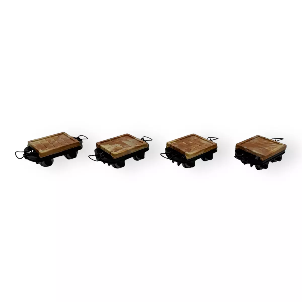 Lot de 4 wagons plats sans freins