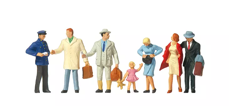 Set di 6 viaggiatori e 1 controllore - Figurine - PREISER 10029 - scala HO 1/87