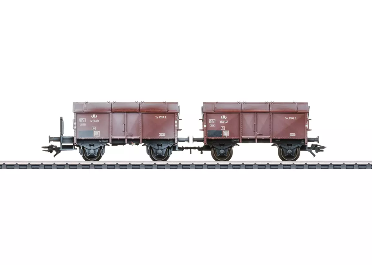 Set di 2 carri con coperchi incernierati - Märklin 46018 - HO 1/87 - SNCB - Ep III - 3R
