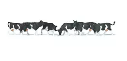 Confezione da 6 mucche nere maculate PREISER 79228 N 1/160