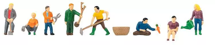 Set di 8 figure di giardinieri della famiglia Faller 151604 - HO : 1/87