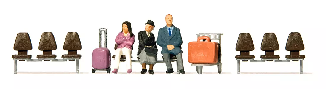 Tre file di sedili con passeggeri seduti - PREISER 10661 - HO 1/87