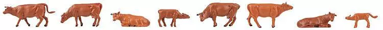 Set di 8 mucche rosse di Angeln Faller 151919 - HO : 1/87